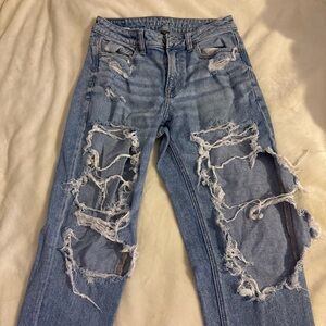 American Eagle Outfitters Ripped Light Blue Skinny Jeans